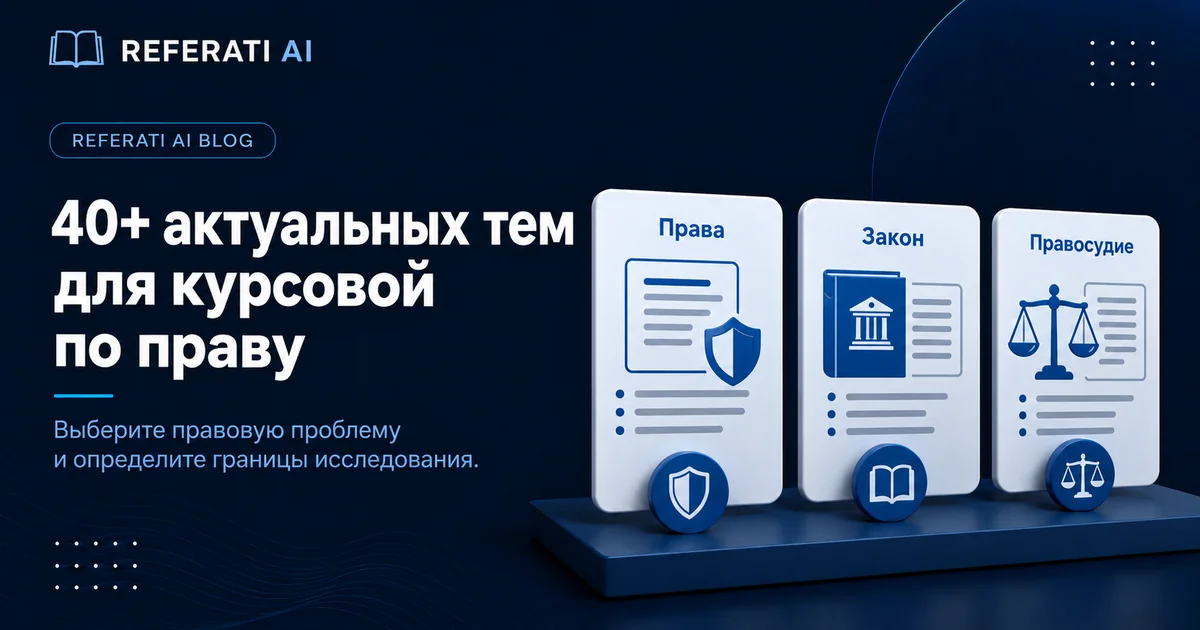 40+ актуальных тем для курсовой по праву
