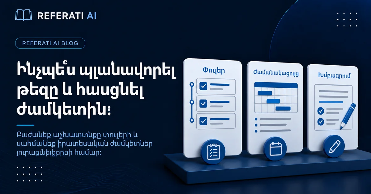 Ինչպե՞ս պլանավորել ավարտական աշխատանքը, որ հասցնեք ժամկետին