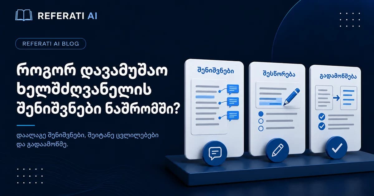 ხელმძღვანელმა ნაშრომი შენიშვნებით დააბრუნა: როგორ გავასწორო სწრაფად