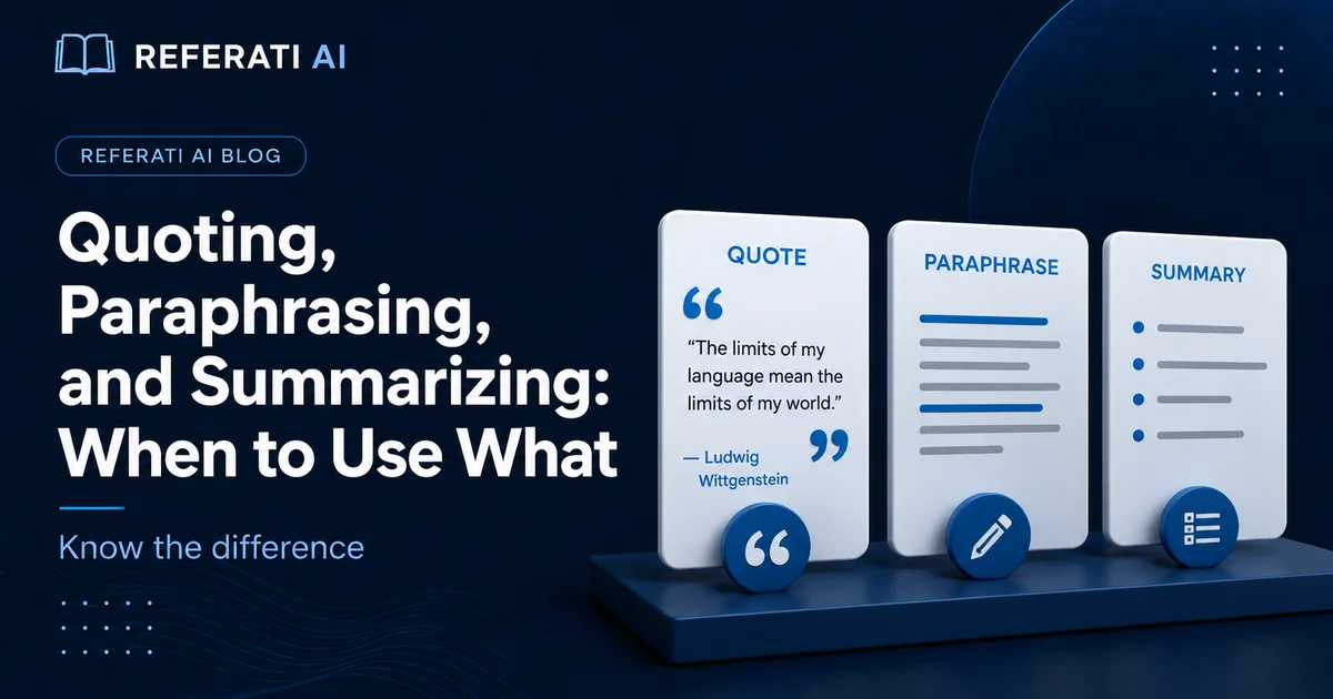 Quoting, paraphrasing and summarizing: when to use which