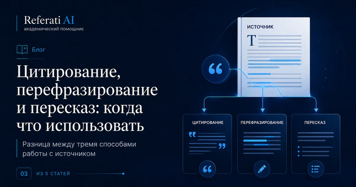 Цитирование, перефразирование и пересказ: когда что использовать