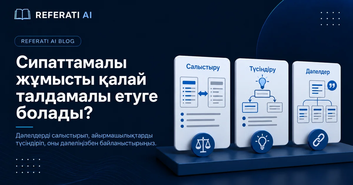 Жетекші жұмыс тым сипаттамалы дейді: оны қалай талдамалы ету керек
